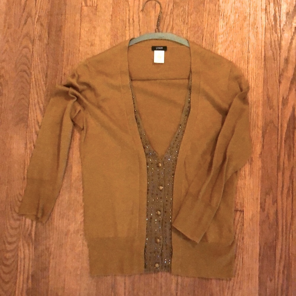 Olive green J Crew cardigan sweater